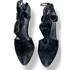 JEFFREY CAMPBELL black suede lace up wedge Back Tie Closed Toe shoes sz 9